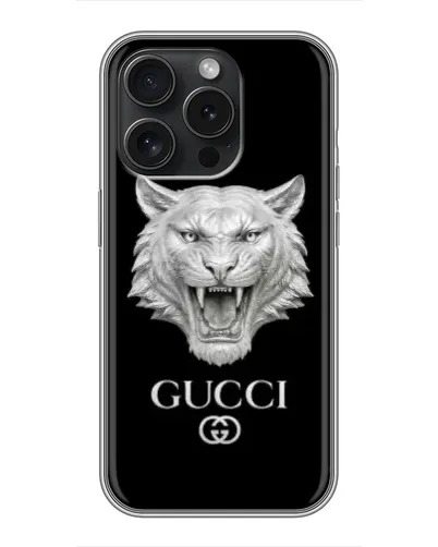 Чохол для iPhone 15 Pro з картинкою «Gucci — срібний лев» Чохол для iPhone 15 Pro з картинкою «Gucci — срібний лев»