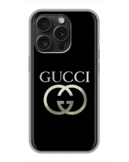 Чохол для iPhone 15 Pro з картинкою «Gucci — золото на чорному» Чохол для iPhone 15 Pro з картинкою «Gucci — золото на чорному»