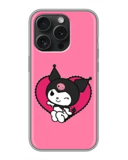 Чехол для iPhone 15 Pro с картинкой «Kuromi — любовь в сердце»