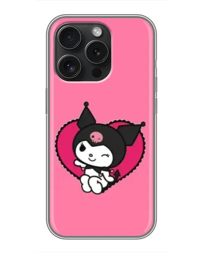 Чехол для iPhone 15 Pro с картинкой «Kuromi — любовь в сердце»
