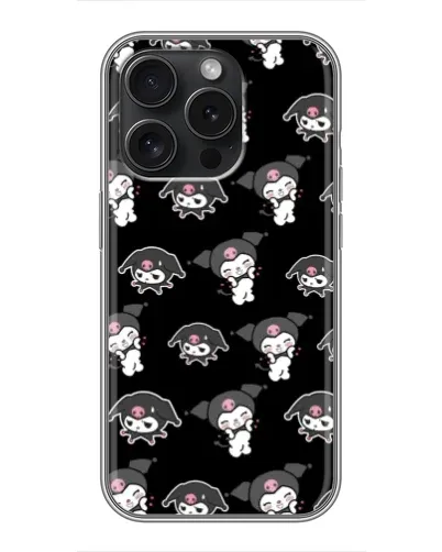 Чехол для iPhone 15 Pro с картинкой «Черный паттерн Kuromi»