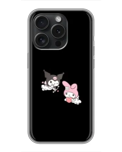 Чехол для iPhone 15 Pro с картинкой «My Melody и Kuromi»