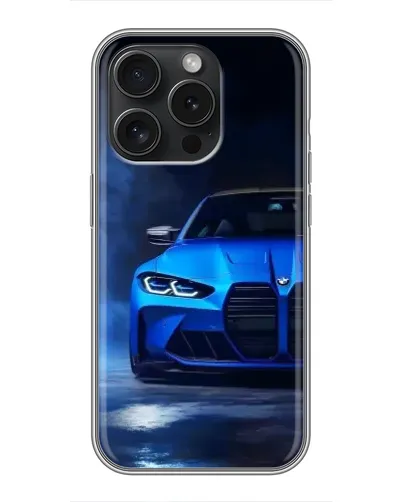 Чохол для iPhone 15 Pro з картинкою «Блакитна BMW M4»
