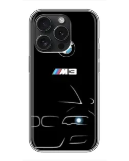 Чохол для iPhone 15 Pro з картинкою «Мінімалістичний принт BMW M3» Чохол для iPhone 15 Pro з картинкою «Мінімалістичний принт BMW M3»