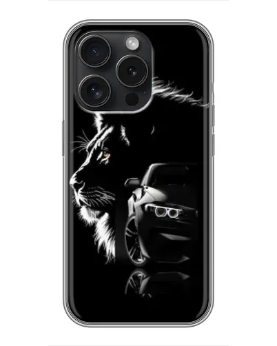 Чохол для iPhone 15 Pro з картинкою «BMW та лев»