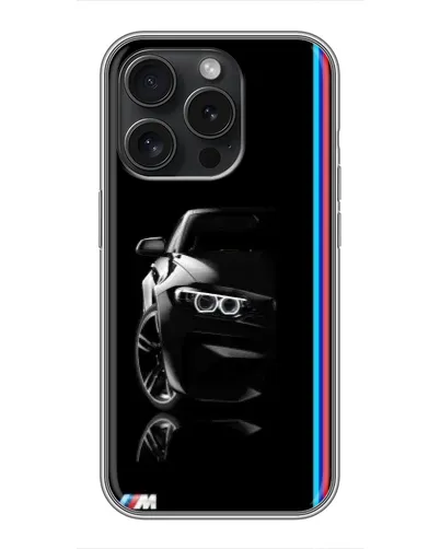 Чохол для iPhone 15 Pro з картинкою «Силует BMW в темряві»