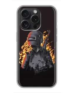 Чохол для iPhone 15 Pro з картинкою «PUBG — вогняний силует»