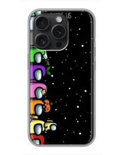Чехол для iPhone 15 Pro с картинкой «Команда Among Us»