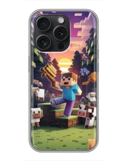Чехол для iPhone 15 Pro с картинкой «Стив на ферме» Чехол для iPhone 15 Pro с картинкой «Стив на ферме»
