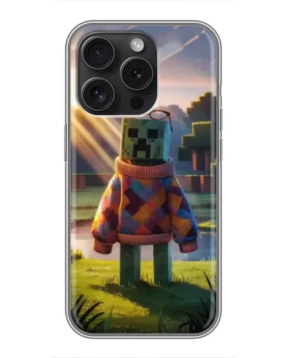 Чехол для iPhone 15 Pro с картинкой «Крипер в свитере» Чехол для iPhone 15 Pro с картинкой «Крипер в свитере»