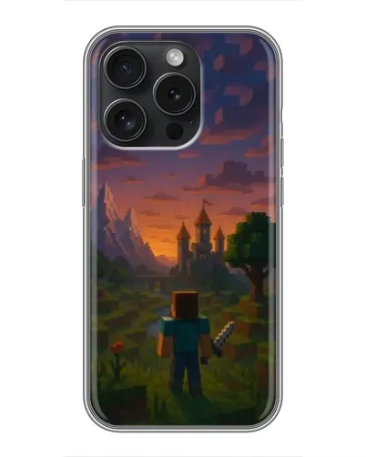 Чехол для iPhone 15 Pro с картинкой «Стив у башни» Чехол для iPhone 15 Pro с картинкой «Стив у башни»