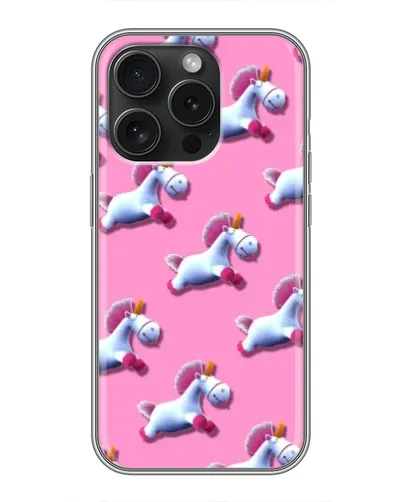 Чехол для iPhone 15 Pro с картинкой «Единороги на розовом»