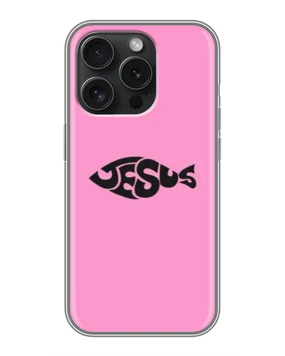 Чохол для iPhone 15 Pro з картинкою «Рожевий символ Jesus»