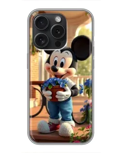 Чехол для iPhone 15 Pro с картинкой «Микки садовод»