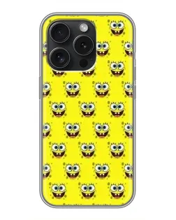 Чехол для iPhone 15 Pro с картинкой «Паттерн Губка Боб»