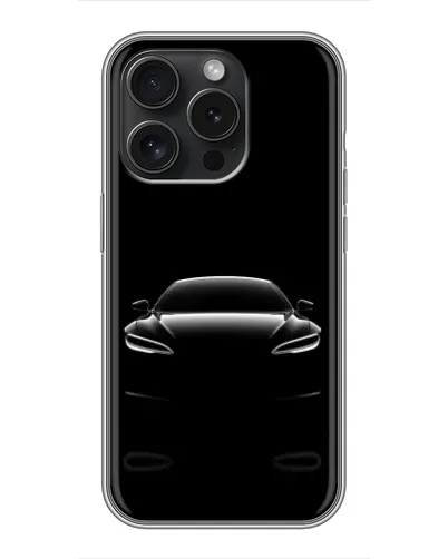 Чохол для iPhone 15 Pro з картинкою «Силует Tesla Night»
