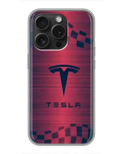 Чохол для iPhone 15 Pro з картинкою «Тесла червоний карбон»