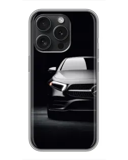 Чехол для iPhone 15 Pro с картинкой «Свет фар Mercedes»