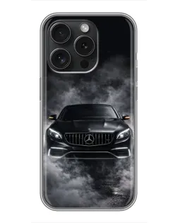 Чехол для iPhone 15 Pro с картинкой «Mercedes в дыму»