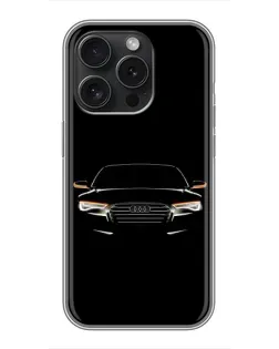 Чехол для iPhone 15 Pro с картинкой «Audi — ночной контур»