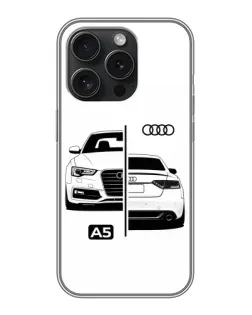 Чехол для iPhone 15 Pro с картинкой «Audi — контрастный дизайн»