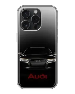Чехол для iPhone 15 Pro с картинкой «Audi — градиентный контур»