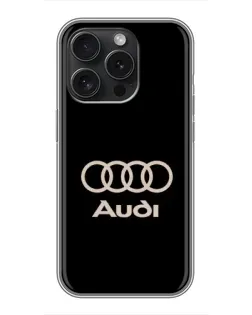 Чехол для iPhone 15 Pro с картинкой «Audi — золотой логотип»