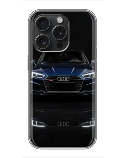 Чехол для iPhone 15 Pro с картинкой «Audi — ночное отражение»