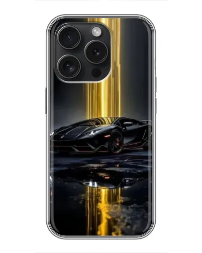 Чехол для iPhone 15 Pro с картинкой «Ночной Lamborghini драйв»