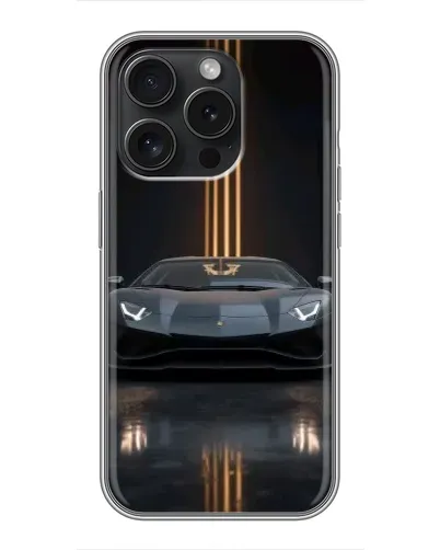 Чехол для iPhone 15 Pro с картинкой «Lamborghini золотые линии»