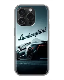 Чехол для iPhone 15 Pro с картинкой «Классическая надпись Lamborghini»