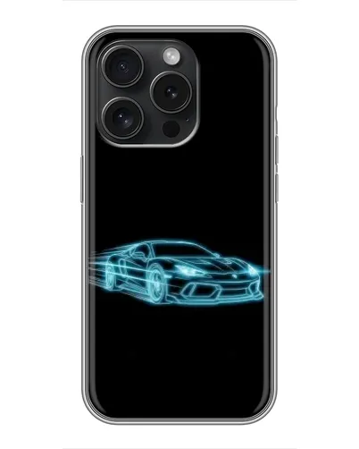 Чехол для iPhone 15 Pro с картинкой «Неоновый контур Lamborghini»