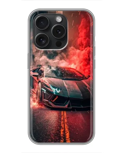 Чехол для iPhone 15 Pro с картинкой «Lamborghini красный дым»