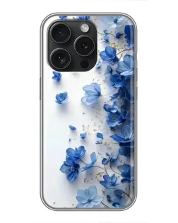 Чехол для iPhone 15 Pro с картинкой «Голубой цветочный каскад»