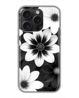 Чехол для iPhone 15 Pro с картинкой «Монохромные астры»