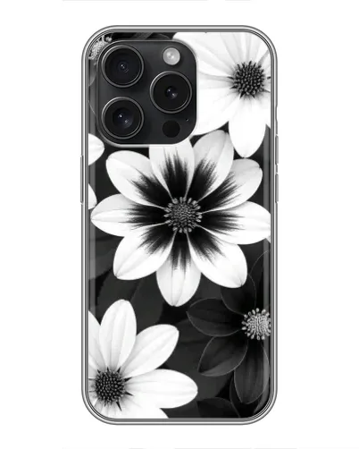 Чехол для iPhone 15 Pro с картинкой «Монохромные астры» Чехол для iPhone 15 Pro с картинкой «Монохромные астры»