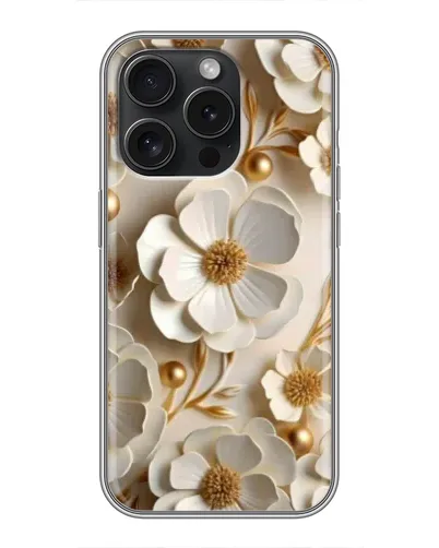 Чехол для iPhone 15 Pro с картинкой «Белие бумажние цвети» Чехол для iPhone 15 Pro с картинкой «Белие бумажние цвети»