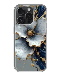 Чохол для iPhone 15 Pro з картинкою «Біла квітка та золотий флюїд» Чохол для iPhone 15 Pro з картинкою «Біла квітка та золотий флюїд»