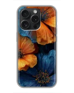 Чохол для iPhone 15 Pro з картинкою «Яскрава синьо-помаранчева флора» Чохол для iPhone 15 Pro з картинкою «Яскрава синьо-помаранчева флора»