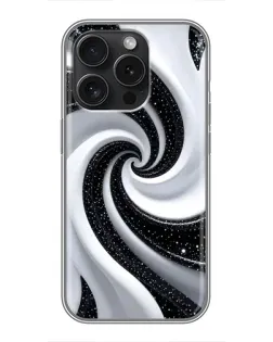 Чехол для iPhone 15 Pro с картинкой «Черно-белая спираль»