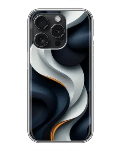 Чехол для iPhone 15 Pro с картинкой «Объемные черно-белые ленты»
