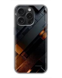 Чехол для iPhone 15 Pro с картинкой «Черные геометрические блоки»
