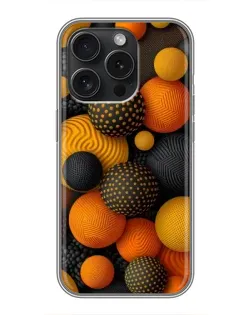 Чехол для iPhone 15 Pro с картинкой «Объемные оранжевые сферы»