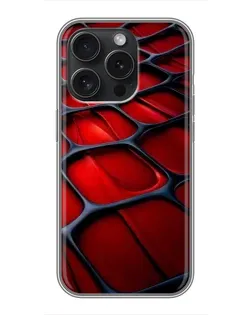 Чехол для iPhone 15 Pro с картинкой «Красная глянцевая сетка»