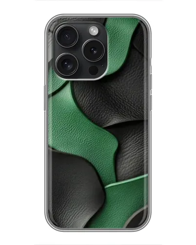 Чехол для iPhone 15 Pro с картинкой «Зеленые кожаные волны»