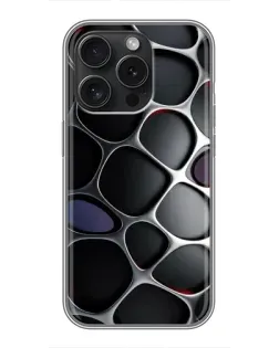 Чехол для iPhone 15 Pro с картинкой «Объемная темная решетка»