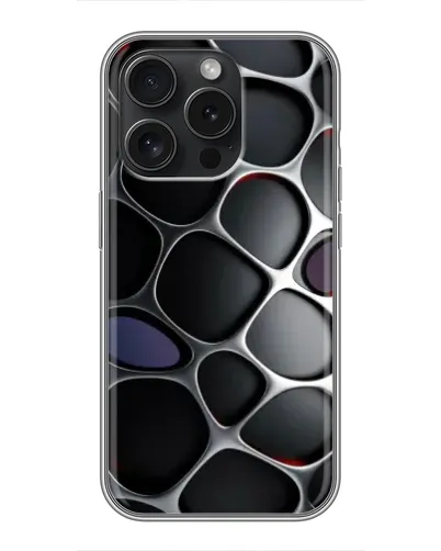 Чехол для iPhone 15 Pro с картинкой «Объемная темная решетка»