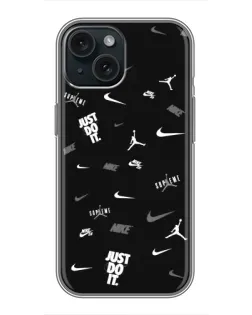 Чохол для iPhone 15 з картинкою «Nike Black Pattern»