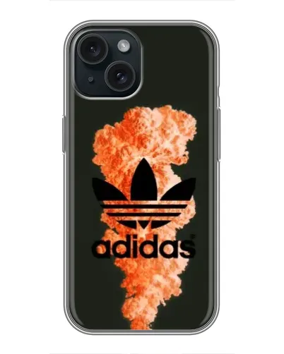 Чохол для iPhone 15 з картинкою «Помаранчевий дим Adidas»