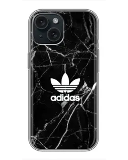 Чохол для iPhone 15 з картинкою «Білий мармур Adidas»